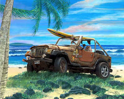  Jeep Wrangler Beach Cruiser Art Print Poster 